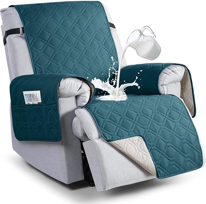 VANSOFY 100% Waterproof Recliner Chair Covers, Recliner Cover Non-Slip Dog Chair Cover Furniture Protector Washable Slipcover with Pocket, Elastic Straps for Pets, Dogs(Peacock Blue, 30") | Non-Slip, Slipcover with Pocket, Furniture Protector, Elastic ... by VANSOFYFURNITURECOVERS