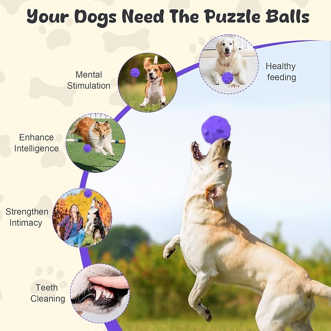 Interactive Dog Puzzle Toys for Boredom, Dog Treat Balls for Large Dogs | Dogs Enrichment Toys to Keep Them Busy, Tough Treat Dispensing Dog Toys, Interactive Dogs Toys for Boredom to Keep Them Busy - Image 5
