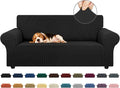 KEKUOU Stretch Loveseat Couch Cover, 2 Cushion Couch Slipcover,Black | 1-Piece Washable Sofa Cover Pet Friendly (55"-78") Furniture Protector Soft Jacquard, Elastic Bottom for Dogs & Kids by KEKUOU