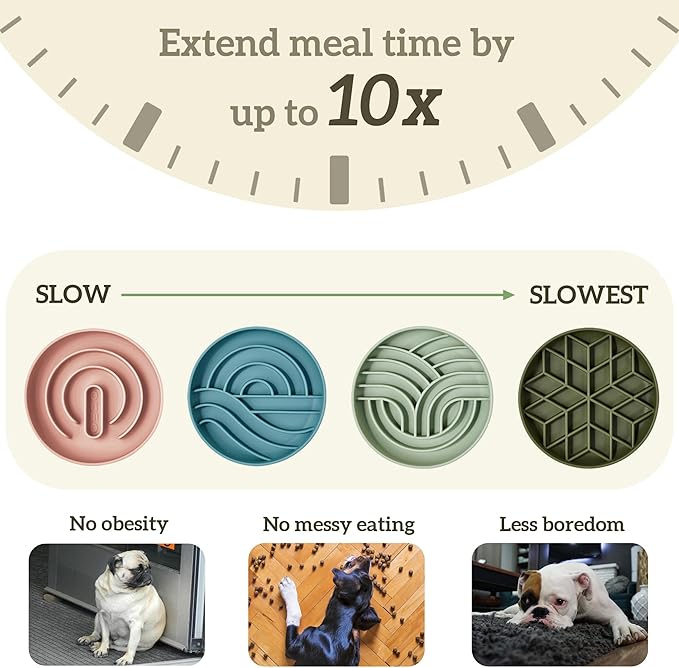 OHMO Slow Feeder Dog Bowl, 7.9" Lick Mat for Dogs, Sunrise, Sage Green | Cat Slow Feeder Bowl, Anti Choking, Enrichment Toys, Easy Clean BPA-Free Silicone Feeding Bowl, Boredom and Anxiety Reducer - Image 5