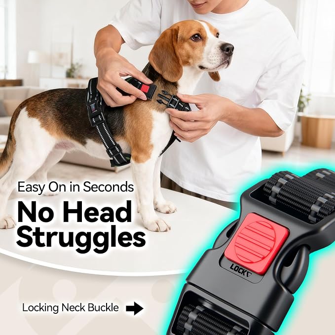 No Pull Dog Harness with Handle Front & Back Clip, Easy on | Lockable Snap Buckle at Neck, Adjustable Reflective Vest with Handle for Small Medium Large Dogs (L, Misty Green) - Image 3