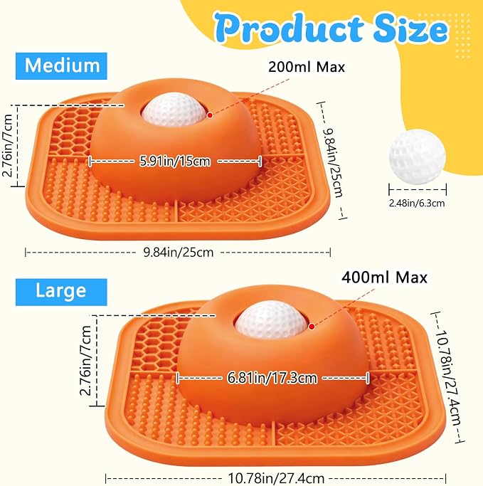 Slow Feeder Dog Bowls & Lick Mat for Liquid and Thick Treat, Anti-Slip Dog Lick Bowl with Interactive Rolling Ball, 5/6 Cup Pup Licking Toy for Large Medium Small Dogs and Cats-Large Orange - Image 7