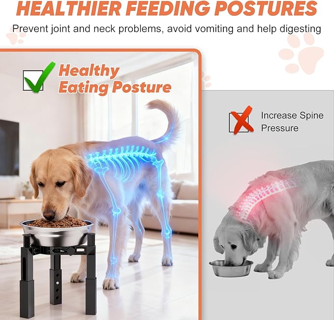 XIAZ Dog Bowl Stand Elevated Food Water Bowl Holder for Large Medium Small Sized Dog, Heights&Width Adjustable, Non-Slip, Durable, Elevated Feeding Bowl Stand for All Dogs Bowls 2PCS - Image 2
