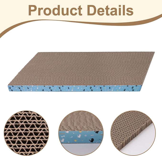 Cat Scratcher Pads, Cat Scratching Cardboard for Indoor Cats 14″Lx10.6″Wx0.6″H Dual-Side Corrugated Cats Scratching Post Reusable Supplies (2PCS) - Image 3