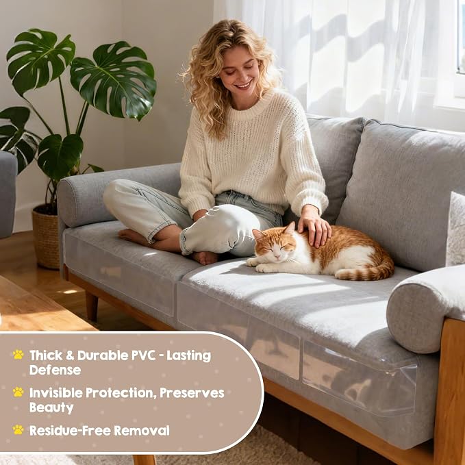 Large Cat Scratch Furniture Protector Couch Protector Sofa Corner 17"-15Pcs | Self-Adhesive, Thickened Clear PVC Shield, Residue-Free Peel & Stick, Trimmable Custom Sizes, Safe Scratching Deterrent - Image 7