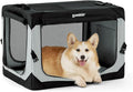 ZOMISIA Collapsible Dog Travel Crate for Medium Dogs, Portable Dog Crate | 30 Inch Dog Kennel Soft Sided, Easy Fold & Setup, Indoor & Outdoor, Breathable Mesh Windows, Built-in Leash, Plush Pad, Grey by Zomisia