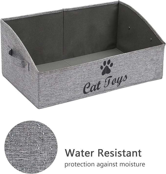 Geyecete Foldable Fabric Trapezoid Organizer Box - Collapsible Basket for Dog Toys (Gray) - Image 2