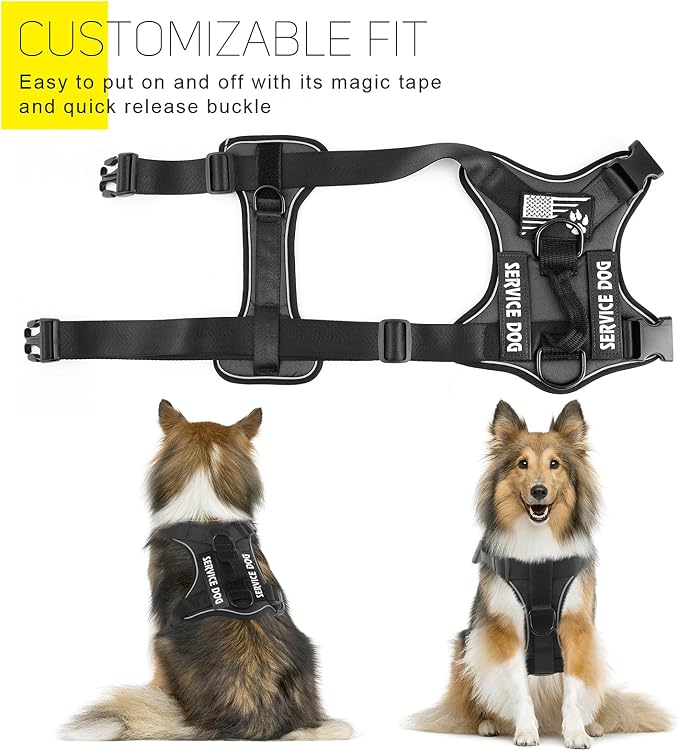 Service Dog Harness, Reflective Dog Vest Harness with 5 PCS Patches, Adjustable Soft Oxford Pet Harness, Inner Layer Mesh, Easy to Control for Dogs - Image 3