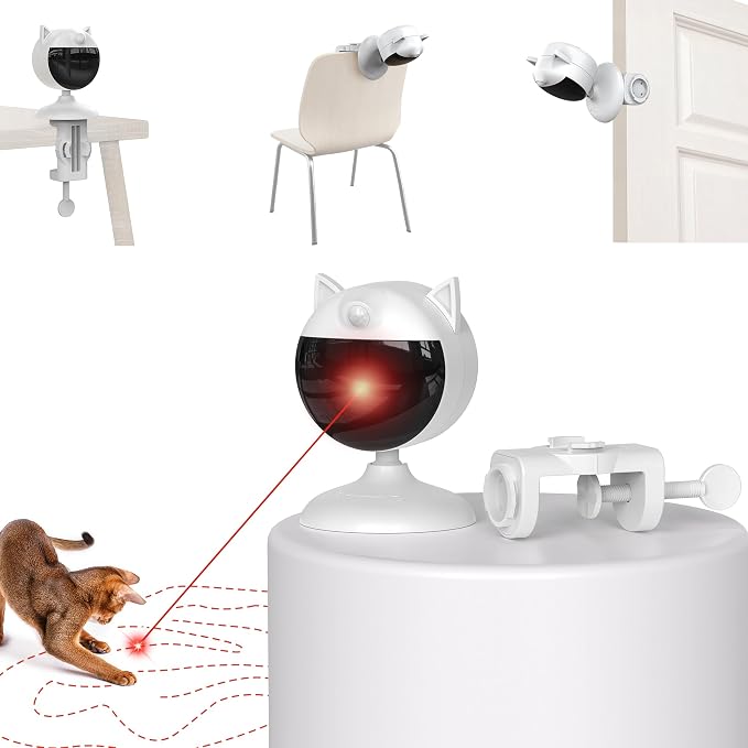 Potaroma Smart Sensor Cat Laser Toys Interactive, Motion Activated Truly Random Trjajectory, Clamp Design, Automatic Chargeable Kitten Toy Indoor Exercise, Cream White | Motion Activated Truly Random Trjajectory, Clamp Design, Automatic Chargeable Kitt... by Potaroma