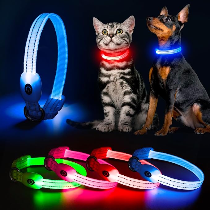 YFbrite LED Dog Collar XS, Lightweight Cat Collar Light, Comfortable Light Up Puppy Collars, USB Rechargeable Adjustable Puppy Walking Safety Light (Blue, XS) - Image 7