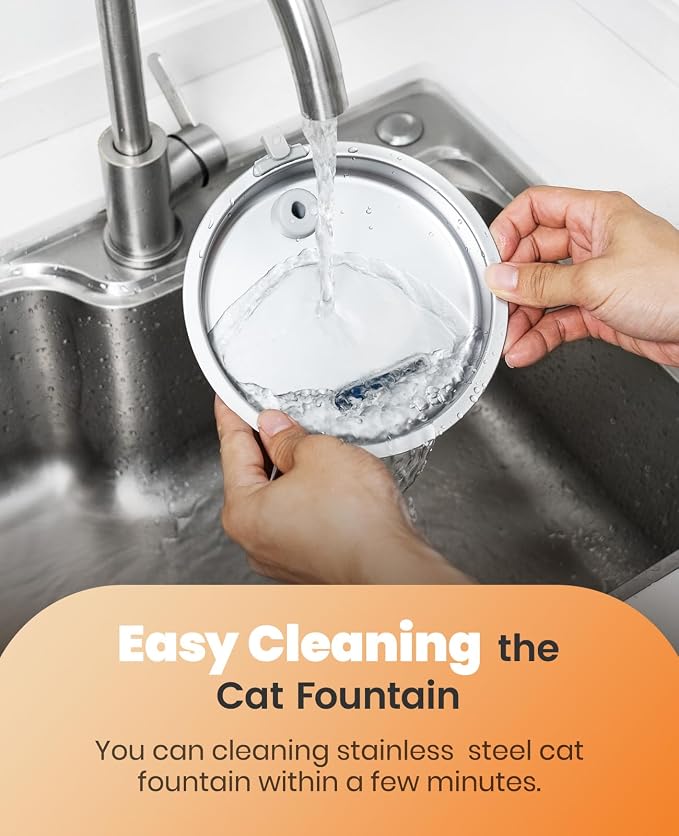 oneisall Stainless Steel Cat Water Fountain,PWF 001 | Quiet Pump＜30 dB, Faucet Spout Design, with 2 Replacement Filters for provide a fresh water - Image 5