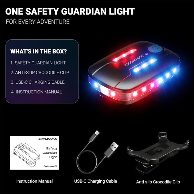 Safety Warning Light, 360 LED Hands-Free Wearable Emergency Work Light, Magnetic Mount, IP66 Waterproof Rechargeable USB-C, Helmet Bike Dog Collar Backpack Warning Light - Image 7
