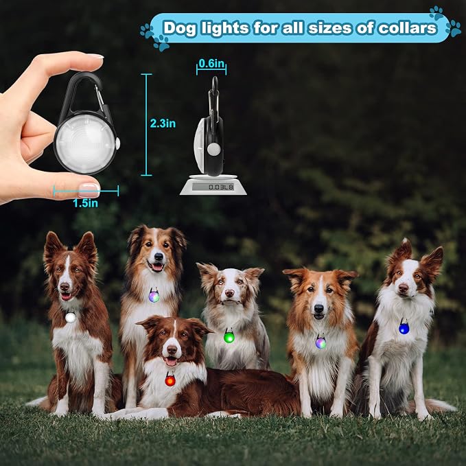 Clip-On Dog Collar Light for Night Walking, 4 Modes, Rechargeable, 2 Pack | IP68 Waterproof Dog Light for Camping, Hiking, Cycling, High Capacity LED Light Up Dog Collar - Image 7