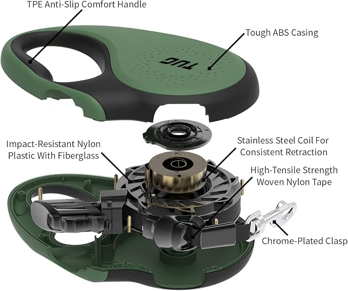 TUG Original Retractable Dog Leash, 16 ft (Medium, Green) | 360° Tangle-Free Retraction, 16 ft Tape, Quick Thumb Lock, Anti-Slip Handle, For Dogs Under 55 lbs - Image 6