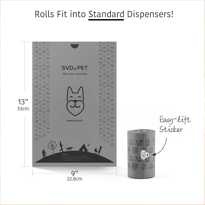 SVD.PET 2-Pack Pet Retractable Waste Bag Dispensers, Black & Columbia Blue | 2 Dog Poop Bag Holders, 60 Large Leak-proof Bags, Dog Walking Accessory - Image 5