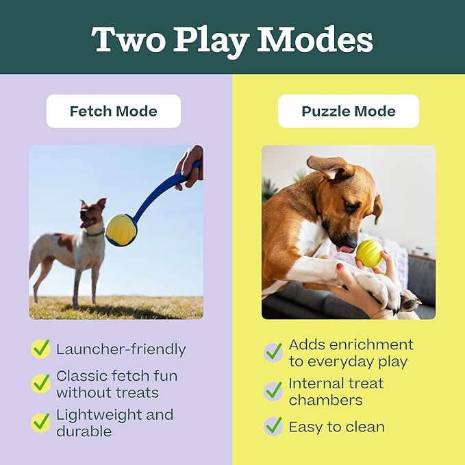 WOOF Flyball Fetch Ball & Dog Treat Dispenser Toy, 3-Pack | 2-in-1 fetch ball, fits standard ball launchers, treat dispenser, durable rubber, dishwasher safe, puzzle enrichment - Image 5