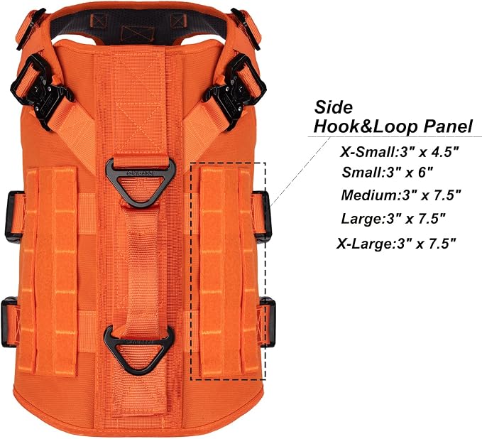 ICEFANG No Pull Tactical Dog Harness for X-Large Dogs,Adjustable Dog Vest | Control Handle,MOLLE Panel,Front Hook,3 Leash Clips,Soft Padded,for walking training,Orange,X-Large - Image 4