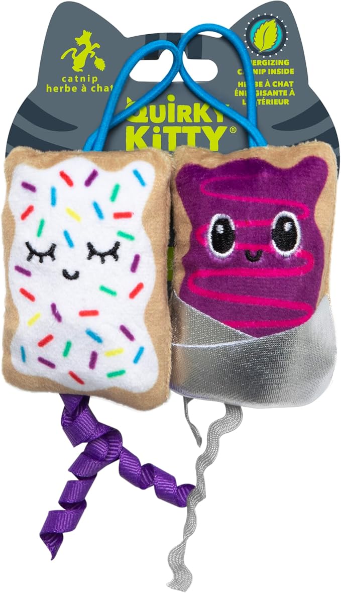 Quirky Kitty Flingin Purr Tarts Catnip Filled Interactive Cat Toys, 2 Pack | Pastry themed pair made for tossing games, sparks batting, chasing and playful energy in felines during active daily sessions by QuirkyKitty