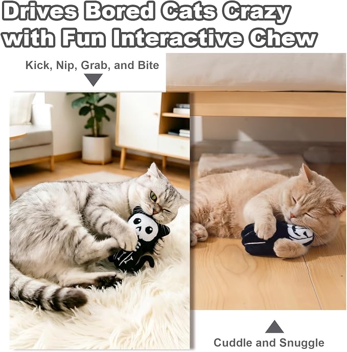 Retro Shaw Catnip Cat Toys, Horror Goth Cat Toy for Indoor Cats Kitty, 4PCS | Crinkle Sound,Interactive Fun,Soft and Durable,Halloween Kitten Toys Cat Nip Kicker Toy for All Breeds - Image 3