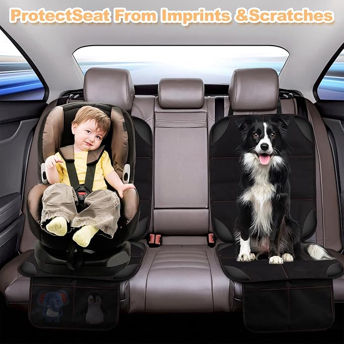 SMART ELF Car Seat Protector, Thickest Padding and Non-Slip Backing 1Pack | Black Red Car Seat Cover with Mesh Pockets, 600D Leather and Fabric for SUV, Sedan, Truck, Easy to Install for Baby and Pet - Image 6