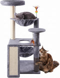 Multi-Level Cat Tree for Indoor Cats, Cat Tree Tower with Big Cat Hammock and Self-Grooming Brush, Cat Tower with Scratch Ladder, Indoor Climbing Activity Tower with Scratching Posts, Grey by Ikviier