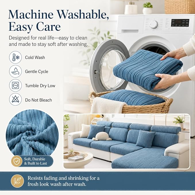 Stretch Sofa Slipcover, 2026 Upgraded Non Slip Couch Cover with Adjustable Straps, Pet Dog Cat Friendly Furniture Protector for 3 Seater, Washable for Living Room - Image 9