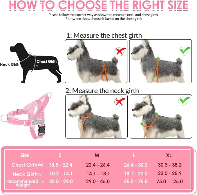 SlowTon No Pull Dog Harness with Front Clip - Heavy Duty, Soft Padded | Neck & Chest Adjustable, Tactical Pet Vest and Leash Set for Large Medium Sized Dogs, for Easy Walk & Training, Pink XL - Image 6