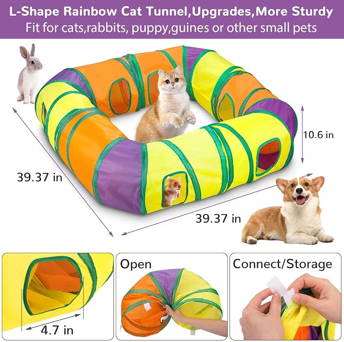 Retro Shaw Interactive Cat Toys for Indoor Cats Kitten,Relieve Bored,25PCS | 4PCS Collapsible Tunnels, Large, Safe and Durable, Kitten Game Hiding Spot Self-Play Chase Exercise - Image 2