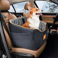XIEEAOZEE Dog Car Seat for Small Dogs, Memory Foam Booster Dog Seat for Dogs up to 35 lbs, Elevated Pet Car Seat with Washable Removable Cover, Storage Pockets(Black/Gray) by XIEEAOZEE
