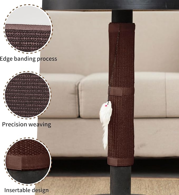 JanYoo 2 Pieces Cat Scratcher Mat for Table Leg Sisal Cat Scratching Pad Scratch Mat for Cat Scratch Pad Rug 19.69 × 9.84 in(Brown) - Image 3