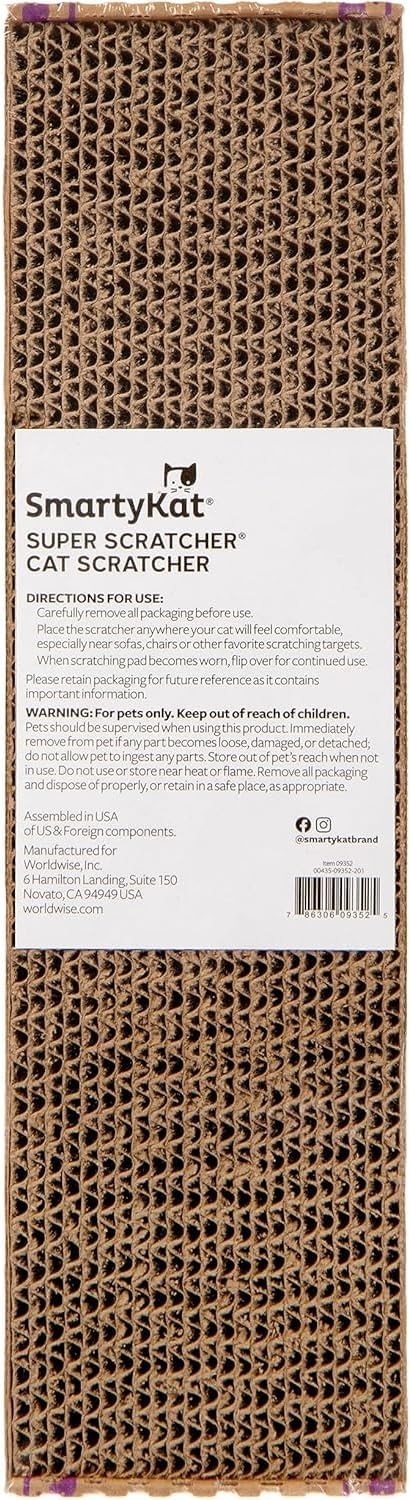 SmartyKat Super Scratcher Corrugated Cat Scratcher and Scratch Pad for Cats, Catnip Infused with Catnip, Scratchers for Indoor Cats and Kittens, Cardboard Scratching Post - Image 4