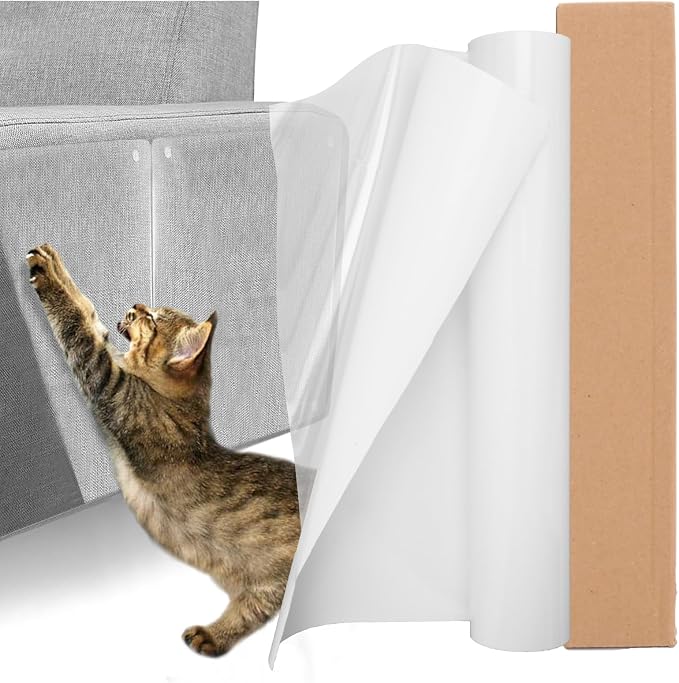 Cat Scratch Furniture Protector,107x 11.8Inch Self Adhesive Anti-Scratch Flexible Sticky Corner Guard for Cat Scratching Protection, Pet Furniture Protector for Sofa, Door, Wall by syihah