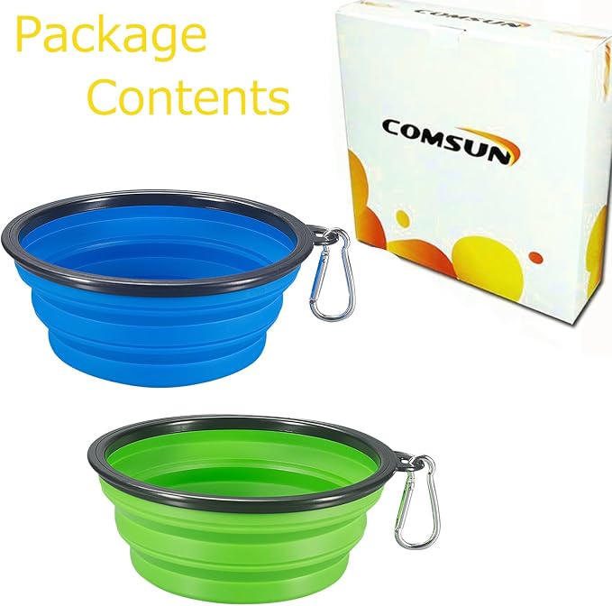 Comsun 2-Pack Extra Large Size Collapsible Dog Bowl, Foldable Bowls for Dog | Expandable Cup Dish for Pet Cat Food Water Feeding Portable Travel Bowl Blue and Green - Image 7