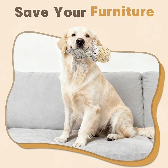 TOOPTATE Hippo Squeaky Dog Toy, Gray, Medium | Cute Plush Design, Rope Legs for Tugging, Helps Keep Dogs Busy, Suitable for Small, Medium, and Large Dogs - Image 6