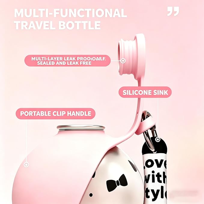 Portable Dog Water Bottle, 304 Stainless Steel Foldable Pet Water Cup, Leak-Proof Travel Water Dispenser with Foldable Silicone Bowl, 285ml Large Capacity for Dogs Cats Outdoor Walking Hiking - Image 8