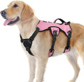 rabbitgoo Escape Proof Dog Harness for Large, No Pull with Lift Handle | No Escape, Full Soft Padded, Reflective Adjustable Vest, Leash Clip for Walking Hiking Training, Pink, Large by rabbitgoo