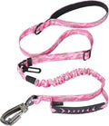 Hotsky Tactical Bungee Shock Absorbing No Pull Dog Leash,Pink Camo,4-6FT | Heavy Duty for Medium Large Dogs That Pull up to 660 lb,with Padded Double Handle ＆ Car Seatbelt,360°Rotating Locking Clasp by Hotsky