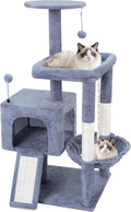TWDEPART 37.5" All-in-One Cat Tree Tower with Scratching Board & Posts Cozy Sleeping Perch Hammock and Toy Balls,Grey by TINWEI