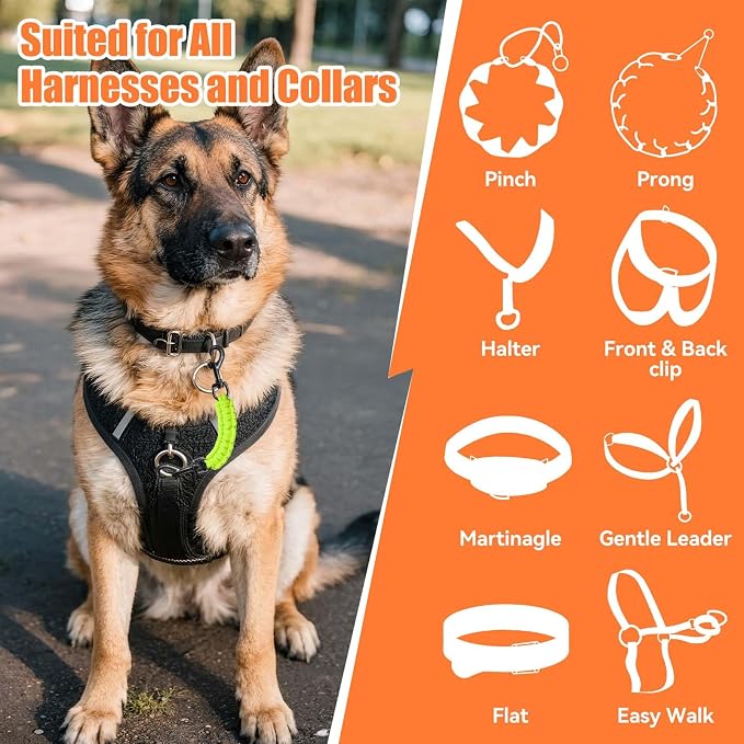 Dog Collar Safety Clip, Collar Companion, Handmade Backup Safety Strap, Double-Ended Clip Leash Connector, Suitable for Dog Harnesses, Prong, Pinch Collars (Fluoro Green, 1 Pack) - Image 6