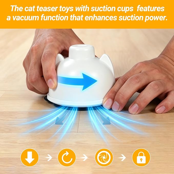 Interactive Cat Toys for Indoor Cats Toy Wand 360° Flying Bird Cat Toy | 2 Speed Adjustable Flying Bird Cat Toy Automatic Cats Toys with Self ON/OFF Feather Toy Suction Cup Electric Cat Teaser Wand - Image 8