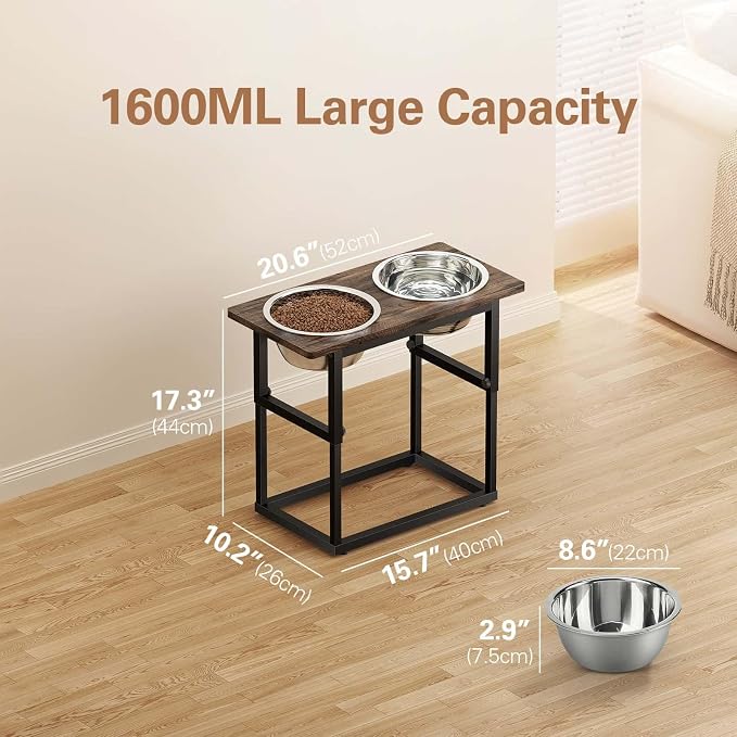 Zarler Elevated Dog Bowls for X-Large and Large Breed, 5 Adjustable Heights from 8.2'' - 17.3'', 2 Stainless Steel Bowls, 8.2'',11.8'',13.7'',15.7'',17.3'' Raised Dogs Bowls Stand - Image 4