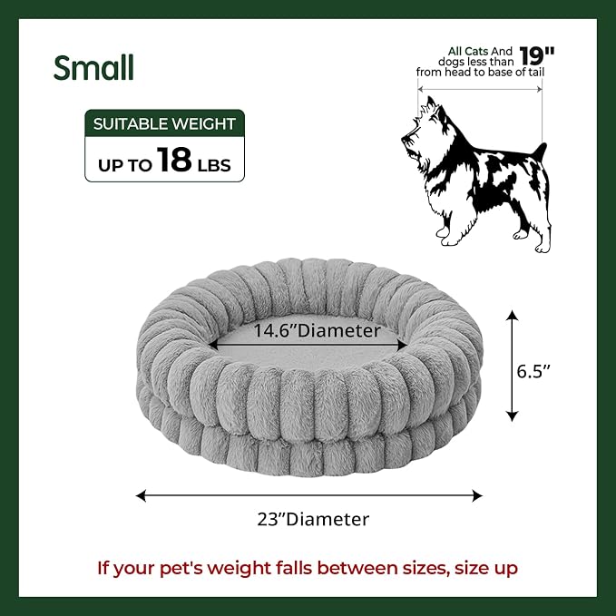 BALANCE Luxury Donut Dog Bed, 24 Inches Round Dog Beds for Small Dogs Washable, Orthopedic Calming Pet Bed for Puppy and Cats with Anti-Slip Bottom (Gray) - Image 5