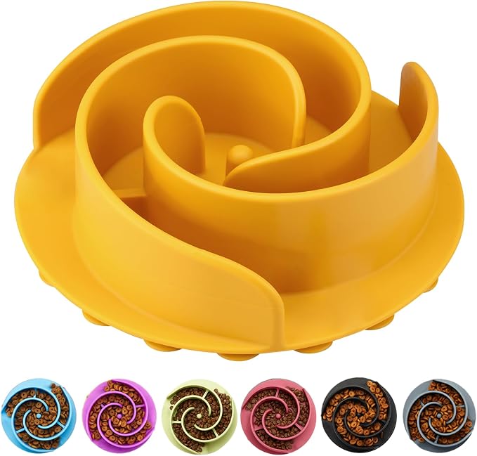 Slow Feeder Dog Bowls Insert, Animire Soft Silicone Slow Eating Dog Food Bowl for Small, Medium and Large Dogs, Compatible with Regular and Elevated Bowls by Animire