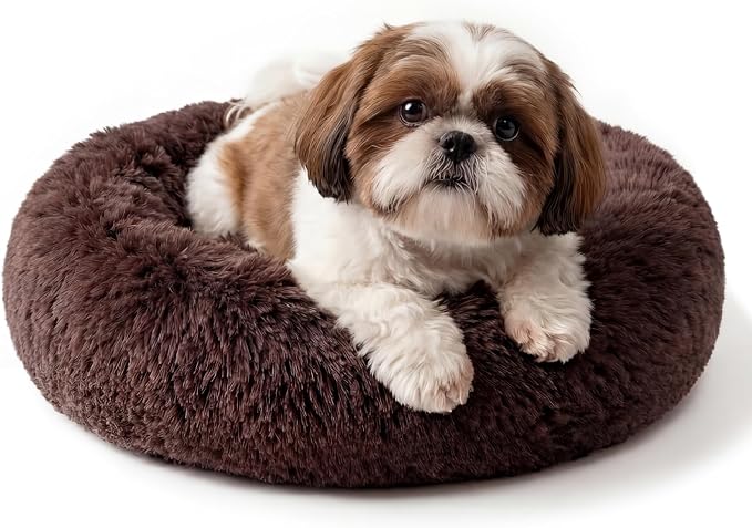 nononfish Small Dog Bed,Soft Calming Donut Sleeping Pet Bed | Soft calming donut bed designed for small dogs and puppies. by nononfish