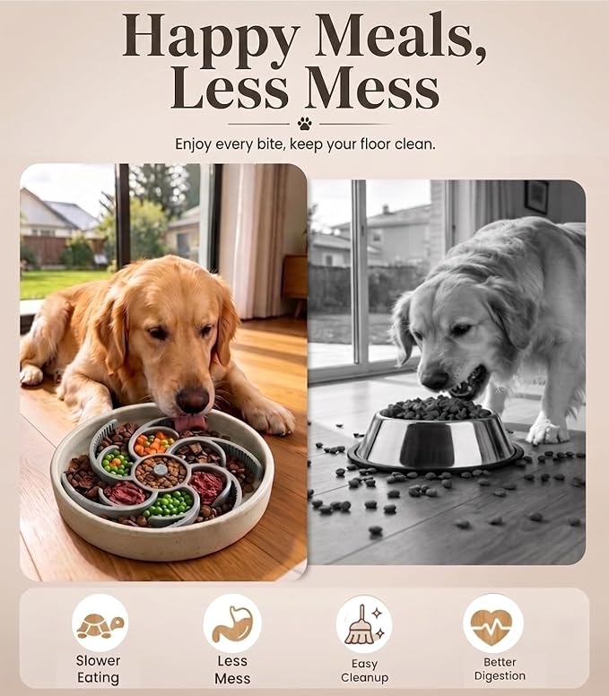 Slow Feeder Dog Bowls Insert Cuttable to fit 4.4"-7.5" Bowls Gray | Strong suction cups fit snugly,reduce fast eating,Food-grade silicone, dishwasher safe, for dogs and cats,daily mealtimes - Image 5
