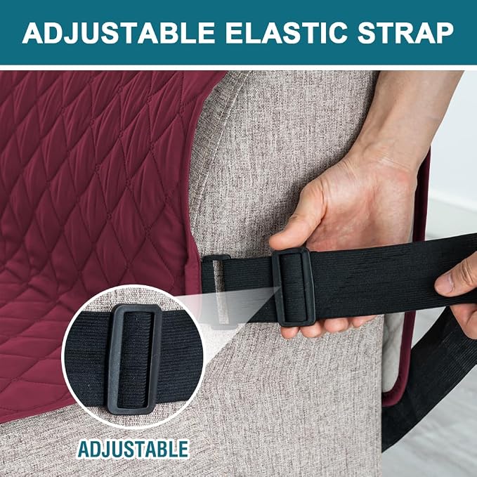 Turquoize 100% Waterproof Futon Cover Futon Slipcover Washable Armless Sofa Bed Slipcover Protector Seat Width Up to 70" with Adjustable Elastic Strap Anti-Slip for Dogs, Burgundy - Image 5