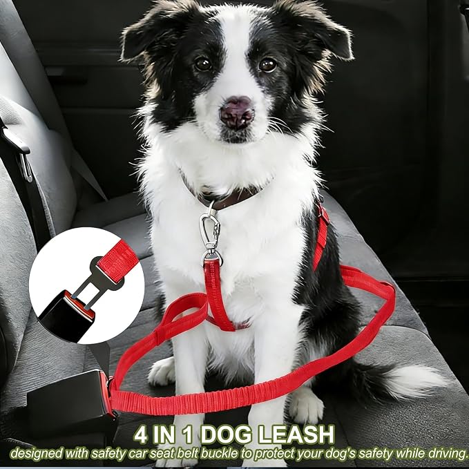 Dog Leash Heavy Duty, Bungee Leash Reflective Car Seat Belt for L Dogs Red | 4-6FT Strong Shock Absorbing Tactical with 2 Padded Handles, Dog Tug Lead for Large XL Dogs Walking Running Training - Image 7