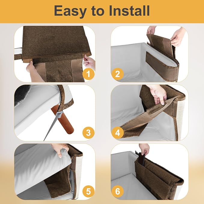 Upgraded Cat Scratch Furniture Protector,Cat Scratch Sofa Arm Sheild with 27.6’‘L*19.6’‘W Natural Sisal and Scratch Ball for Protecting Couch Sofa Chair Furniture (Brown/Left Handed) - Image 4