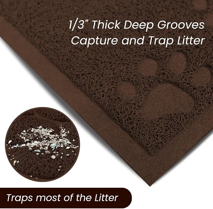 Andalus Medium Cat Litter Mat, Pack of 2 - Waterproof, Non-Slip & Easy to Clean Cat Litter Box Mat for Extra Efficient Pet Litter-Trapping, Brown (23.5” X 15.75”) - Image 4