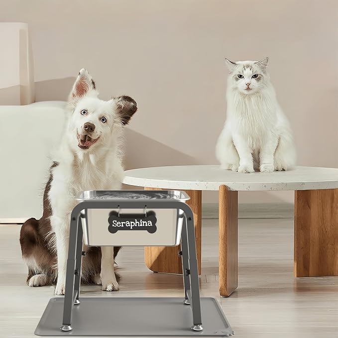 2.8 Gallon Elevated Large Dog Water Bowl with Mat, 4 Height Adjustable 10.4-15.2", Raised Dog Water Bowl Stand for Large Breed - Image 7